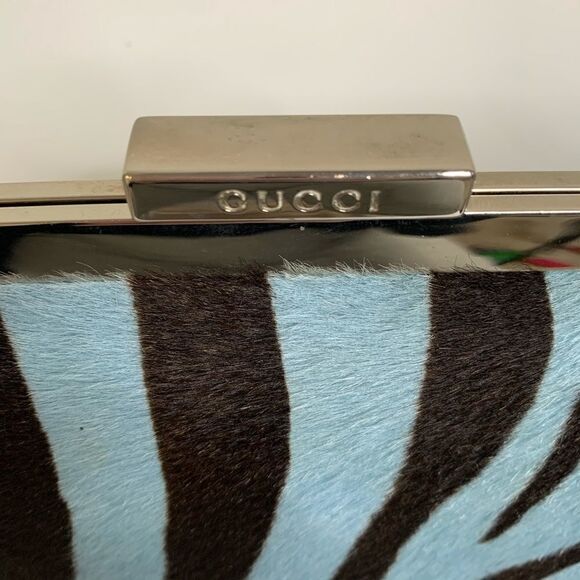 Gucci Pony Hair Clutch - Zebra - Brown and Blue - Picture 5 of 13
